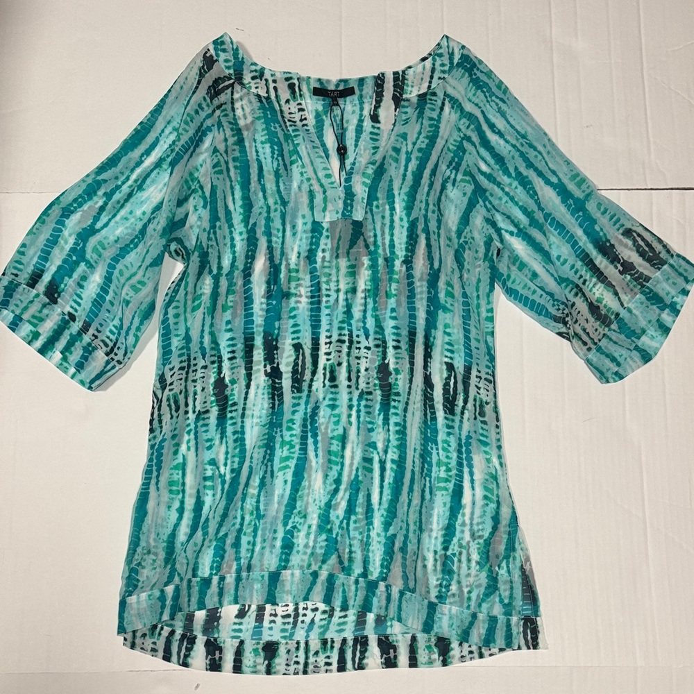Tart Collections Aqua and Black Striped Tunic